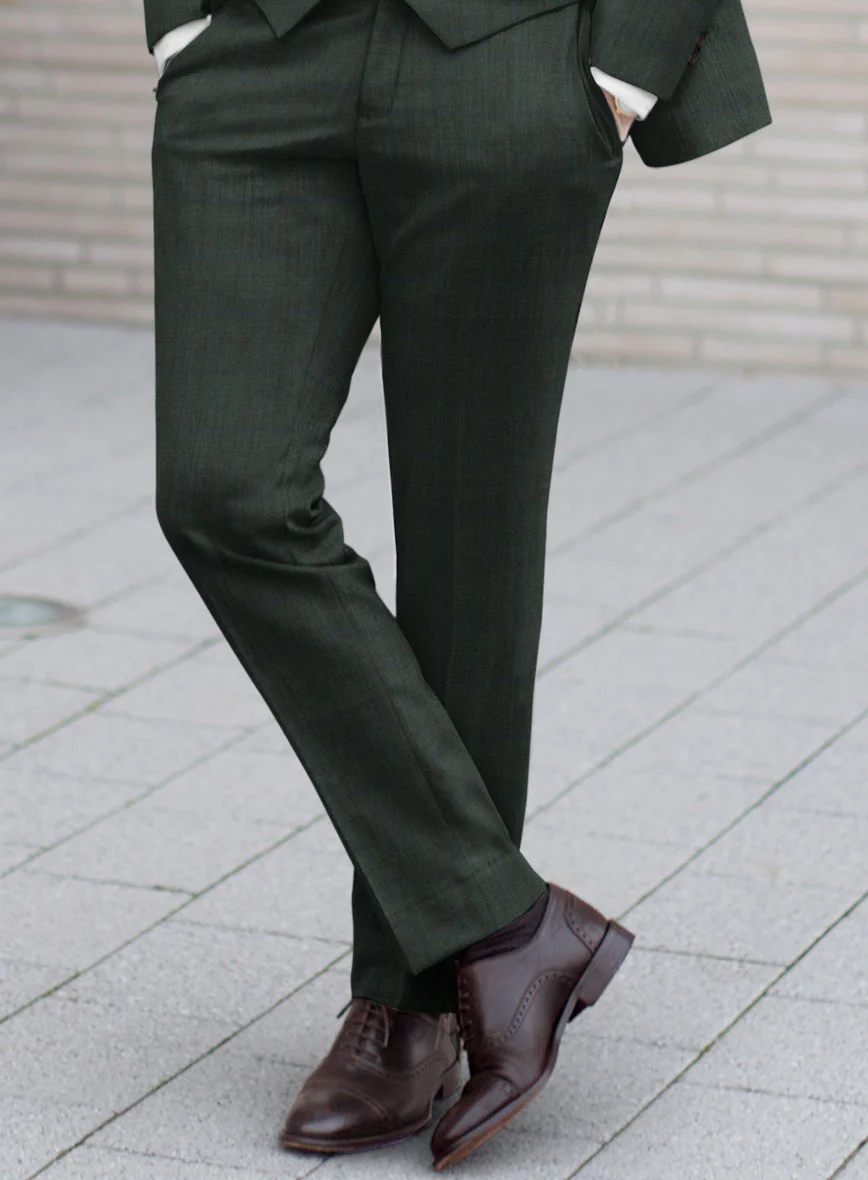 Scabal Cosmopolitan Prince Green Wool Pants - Image 2