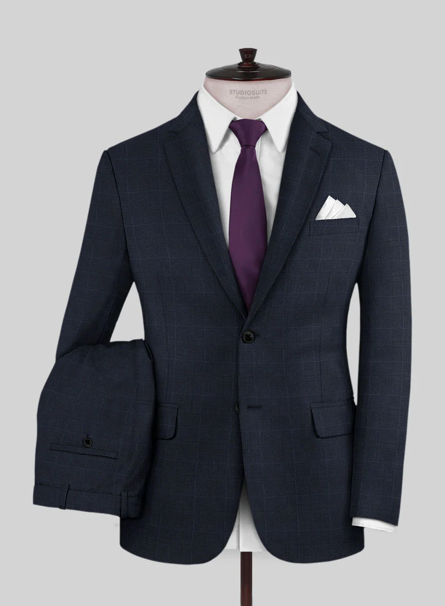 Scabal Cosmopolitan Prince Seal Blue Wool Suit