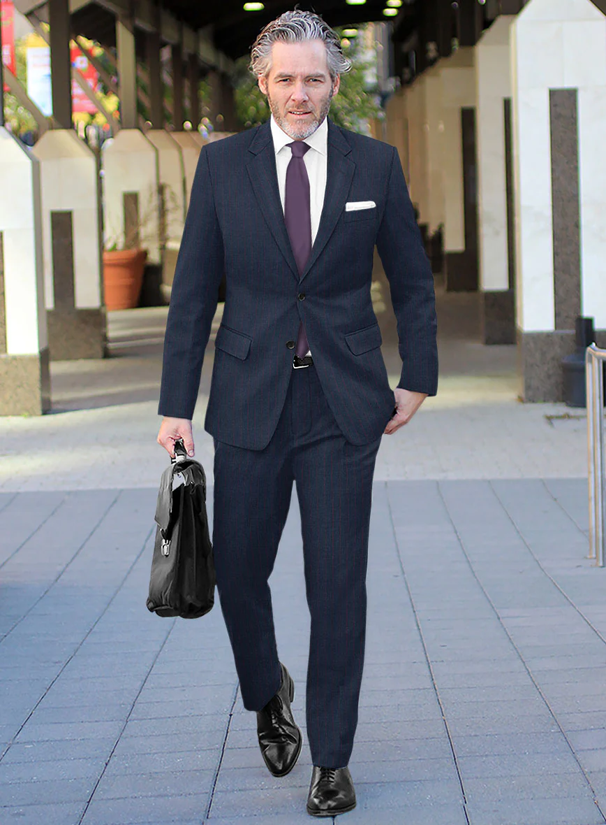 Scabal Cosmopolitan Stripe Denim Blue Wool Suit - Image 2