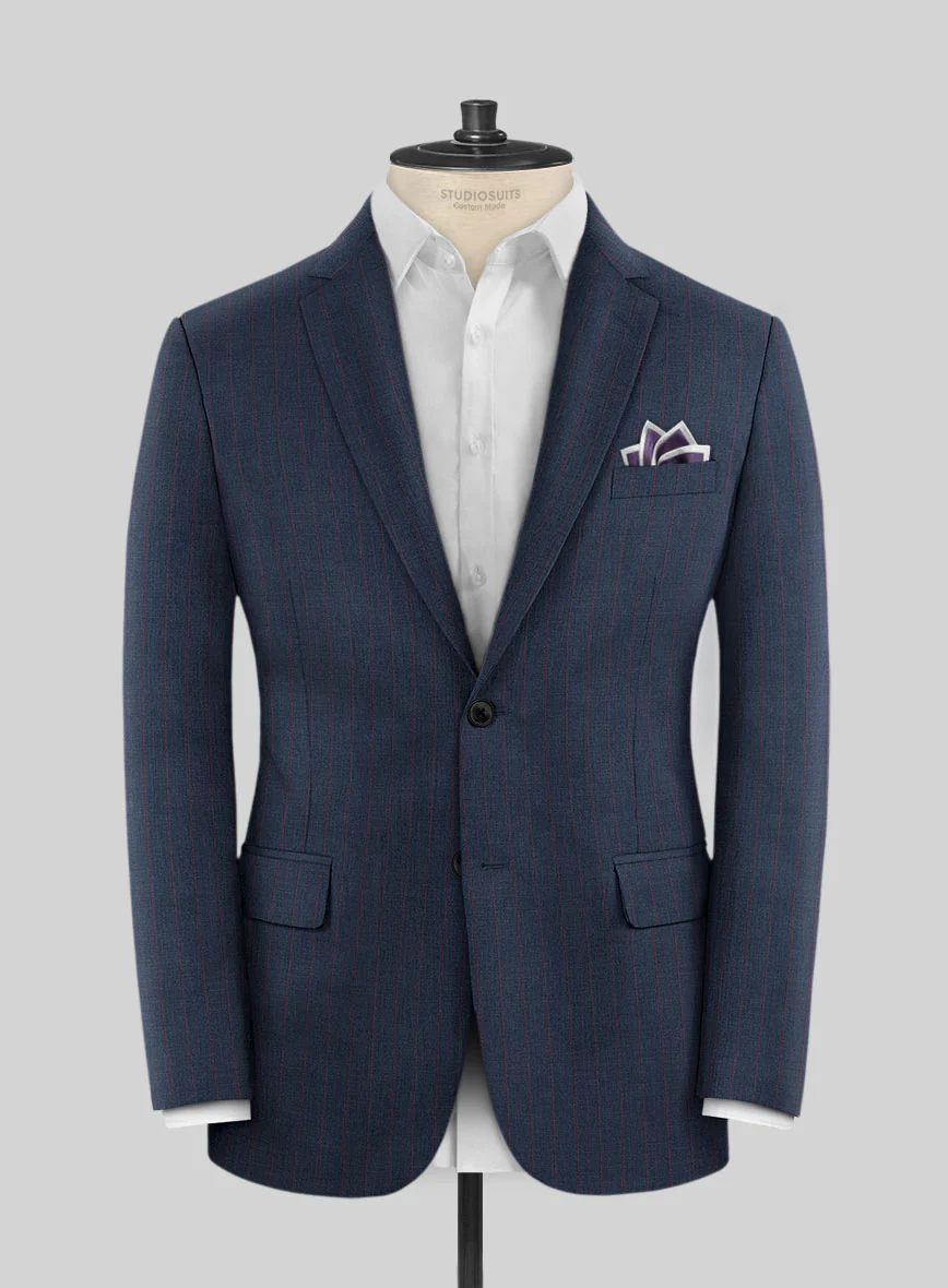 Scabal Cosmopolitan Stripe Denim Blue Wool Suit - Image 3