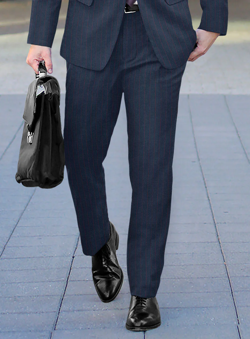 Scabal Cosmopolitan Stripe Denim Blue Wool Suit - Image 4