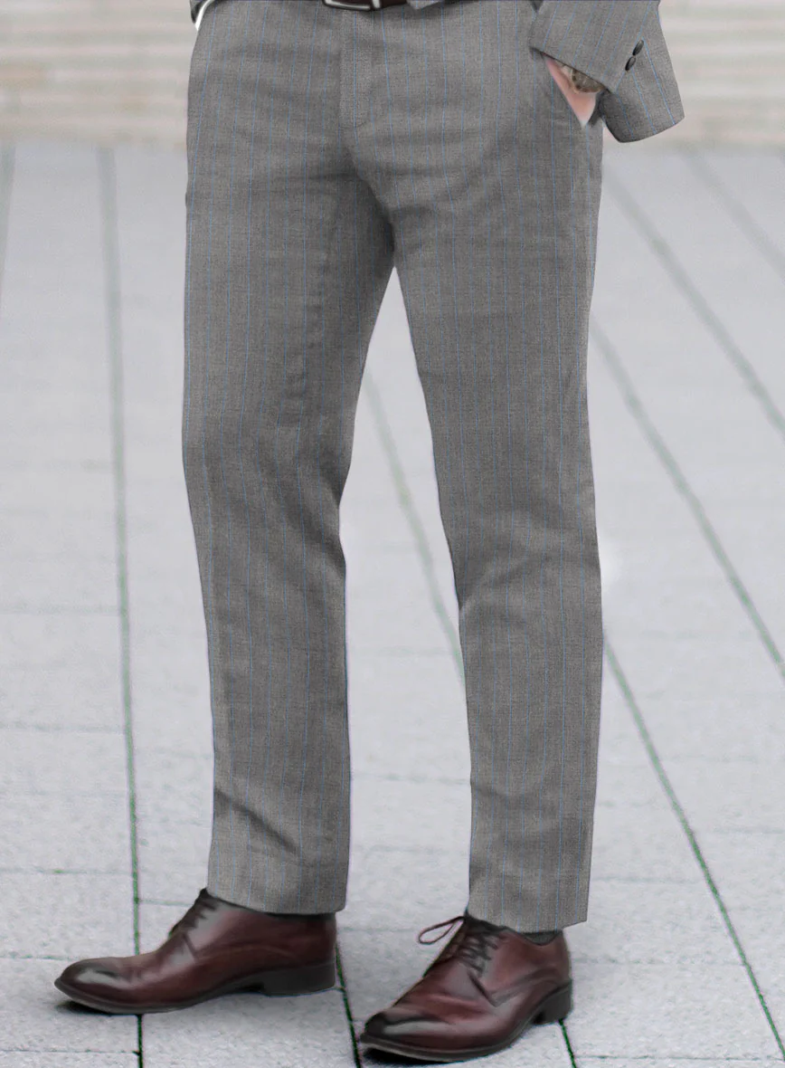 Scabal Cosmopolitan Stripe Gray Wool Pants - Image 2