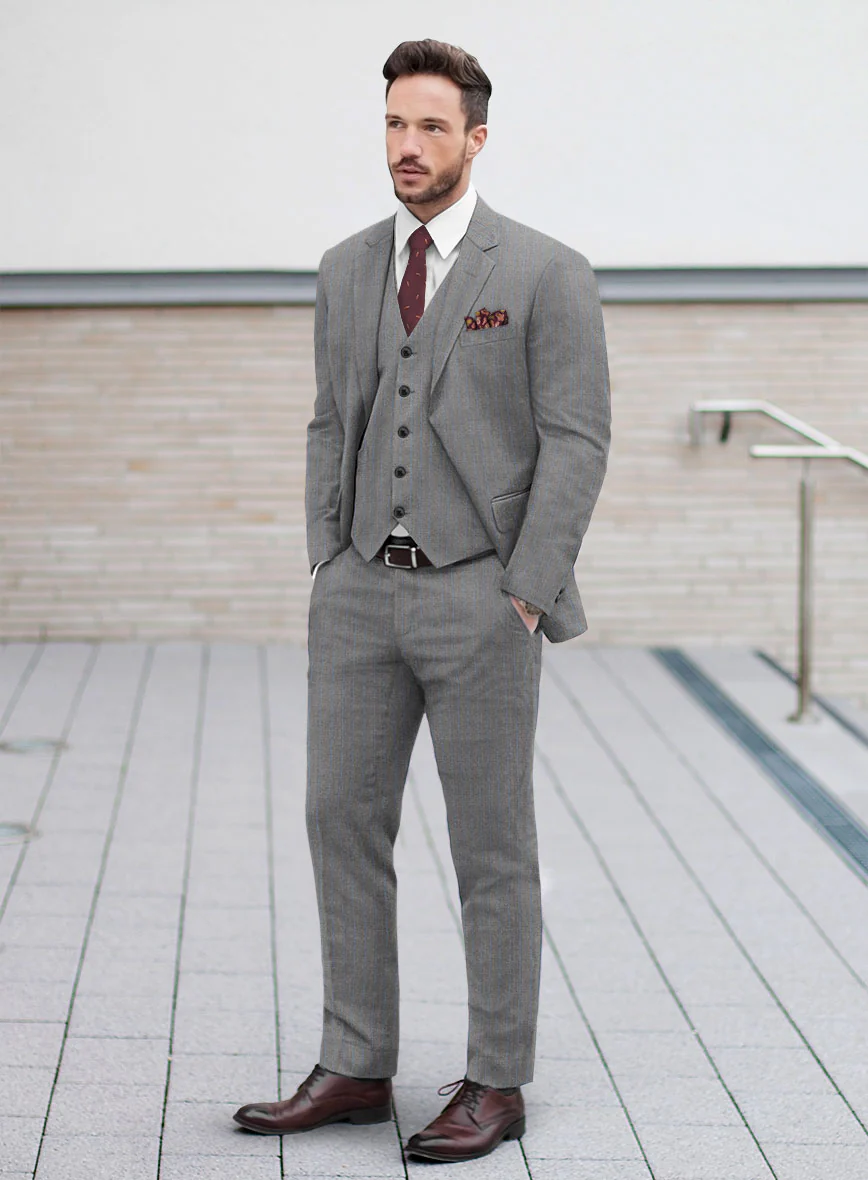 Scabal Cosmopolitan Stripe Gray Wool Suit - Image 2