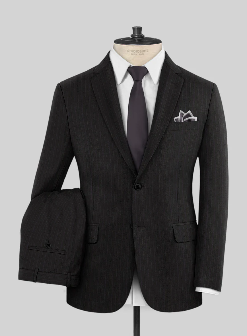Scabal Cosmopolitan Stripe Iriya Black Wool Suit