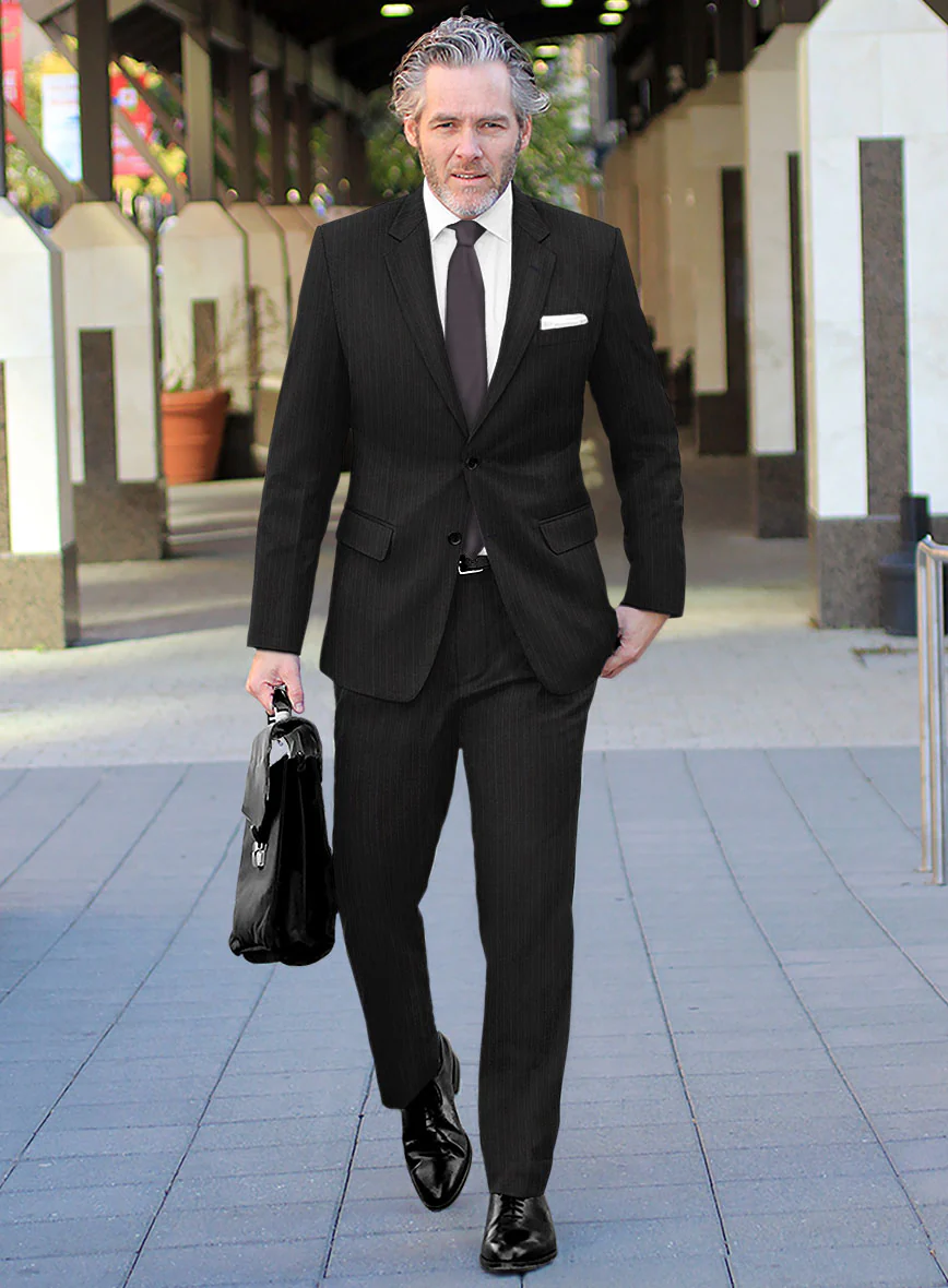 Scabal Cosmopolitan Stripe Iriya Black Wool Suit - Image 2