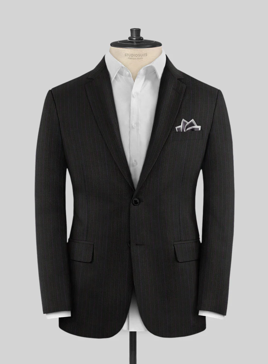 Scabal Cosmopolitan Stripe Iriya Black Wool Suit - Image 3