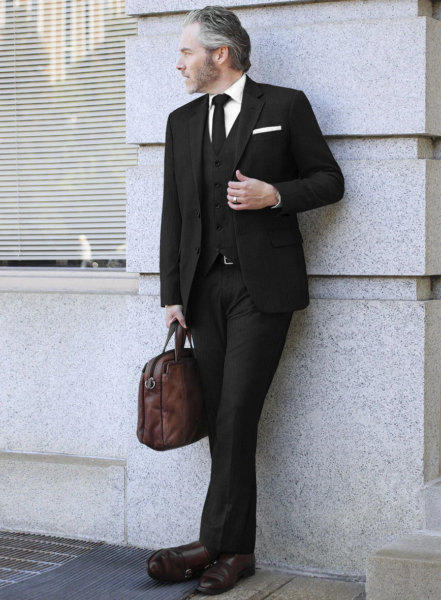 Scabal Cosmopolitan Stripe Reyo Black Wool Suit - Image 2