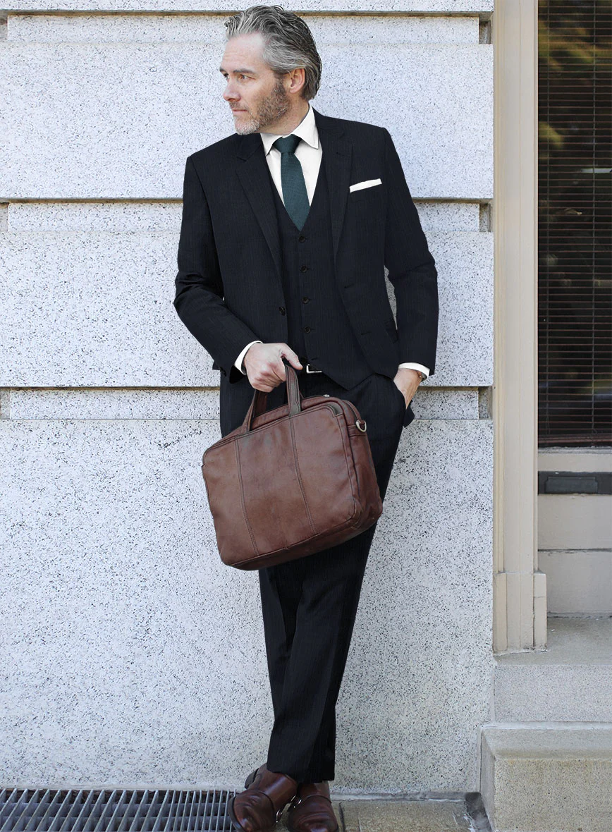 Scabal Cosmopolitan Stripe Tade Blue Wool Suit - Image 2