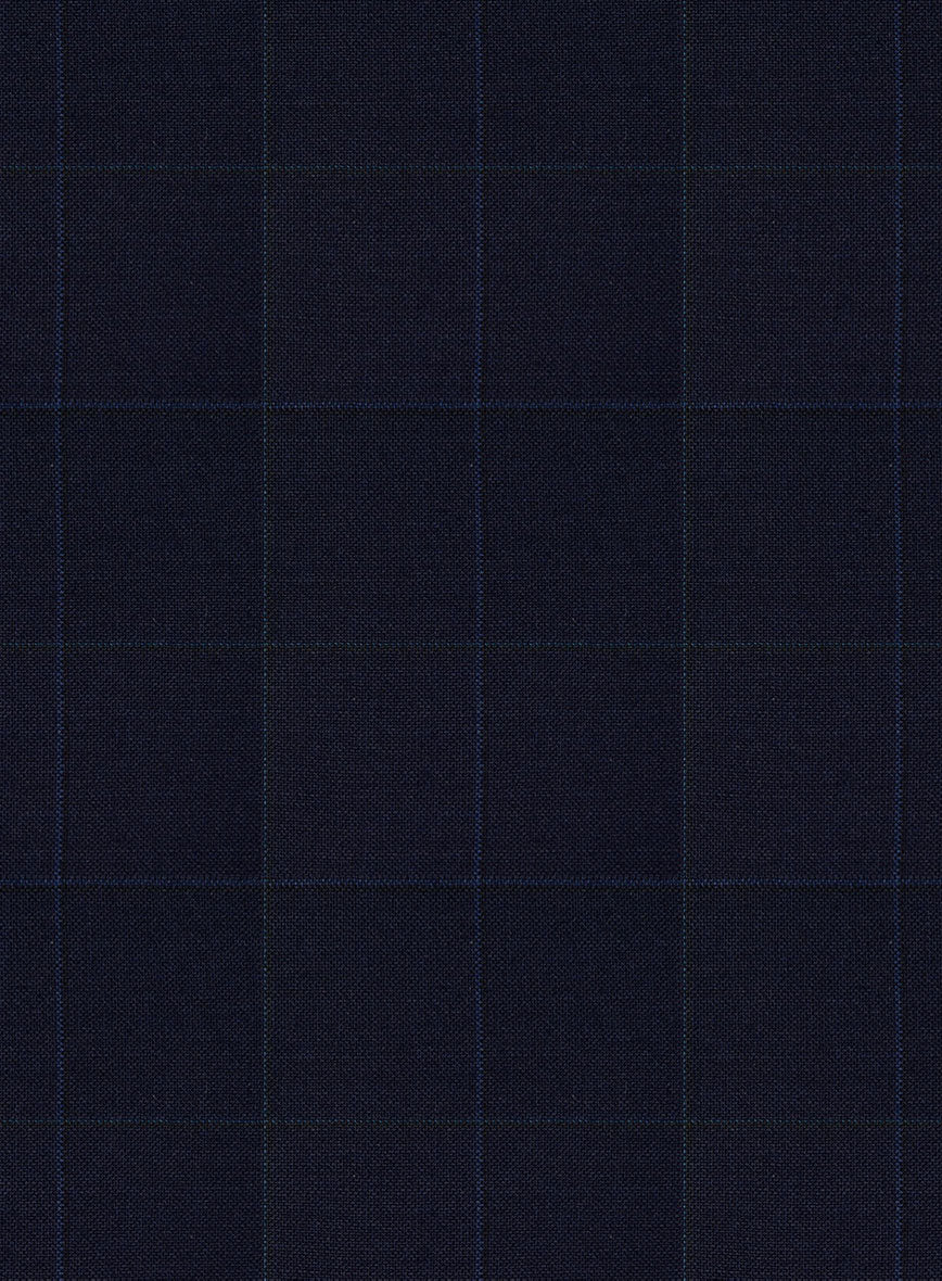 Scabal Cosmopolitan Windowpane Dark Blue Wool Pants - Image 3