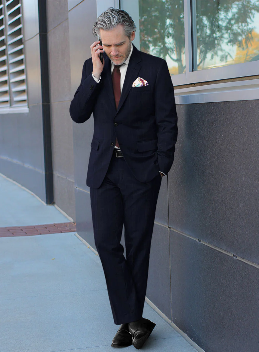 Scabal Cosmopolitan Windowpane Dark Blue Wool Suit - Image 2