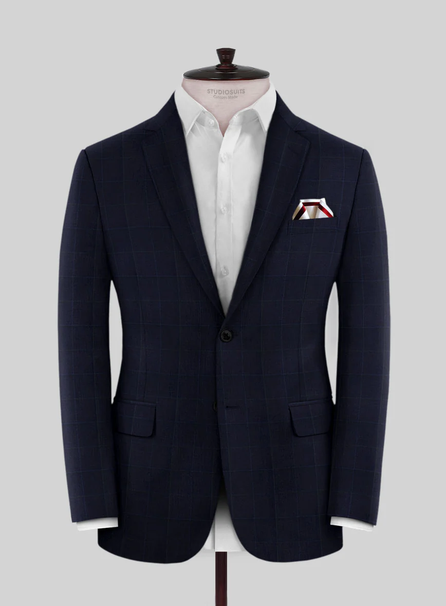 Scabal Cosmopolitan Windowpane Dark Blue Wool Suit - Image 3