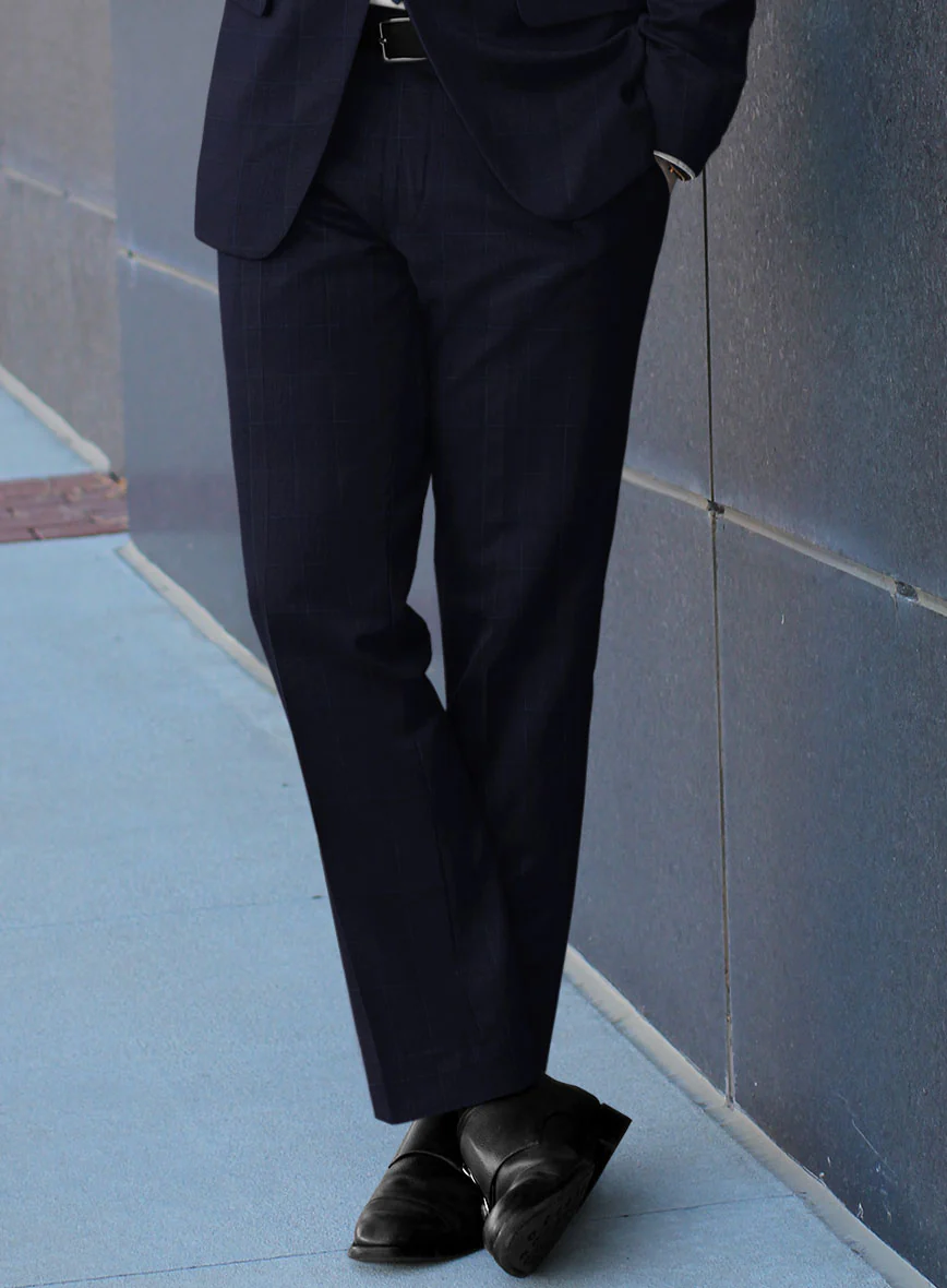Scabal Cosmopolitan Windowpane Dark Blue Wool Suit - Image 4