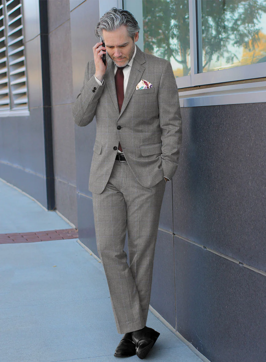 Scabal Cosmopolitan Windowpane Gray Wool Suit - Image 2