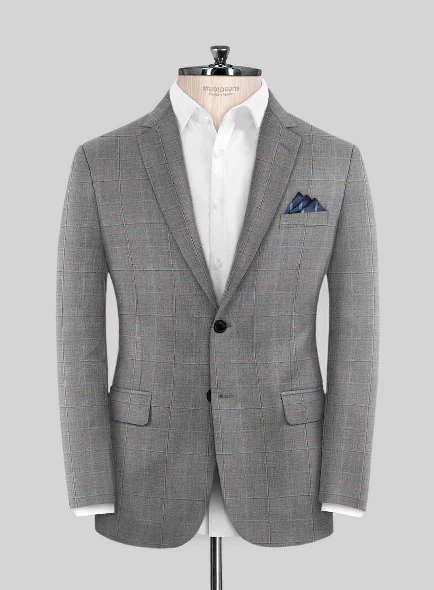 Scabal Cosmopolitan Windowpane Gray Wool Suit - Image 3