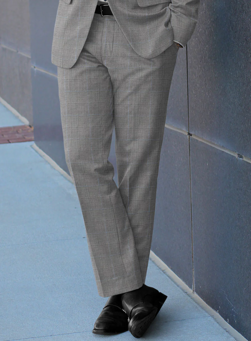 Scabal Cosmopolitan Windowpane Gray Wool Suit - Image 4