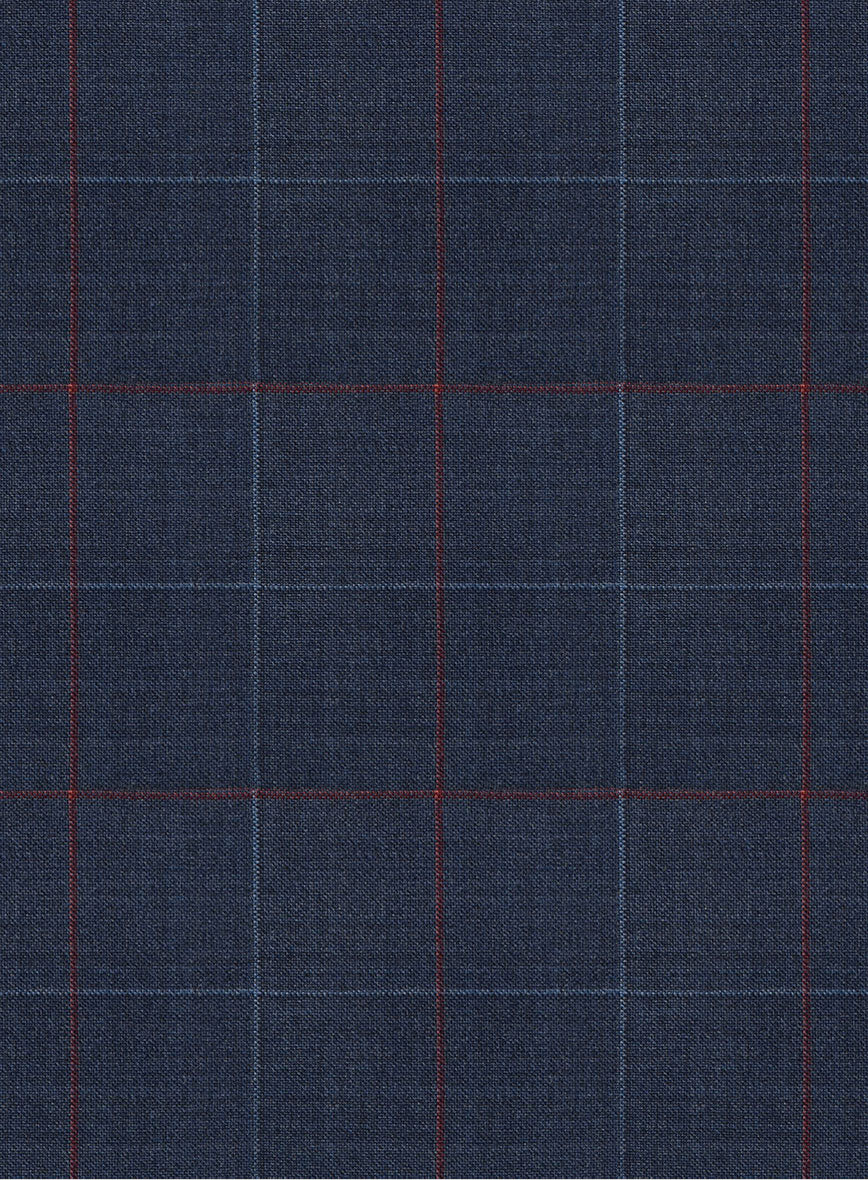 Scabal Cosmopolitan Windowpane Light Navy Wool Suit - Image 5