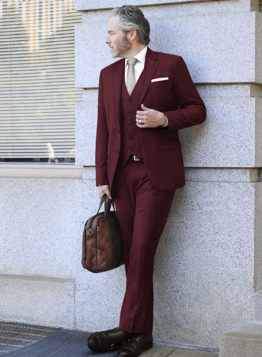 Scabal Cosmopolitan Wine Wool Suit - Image 2