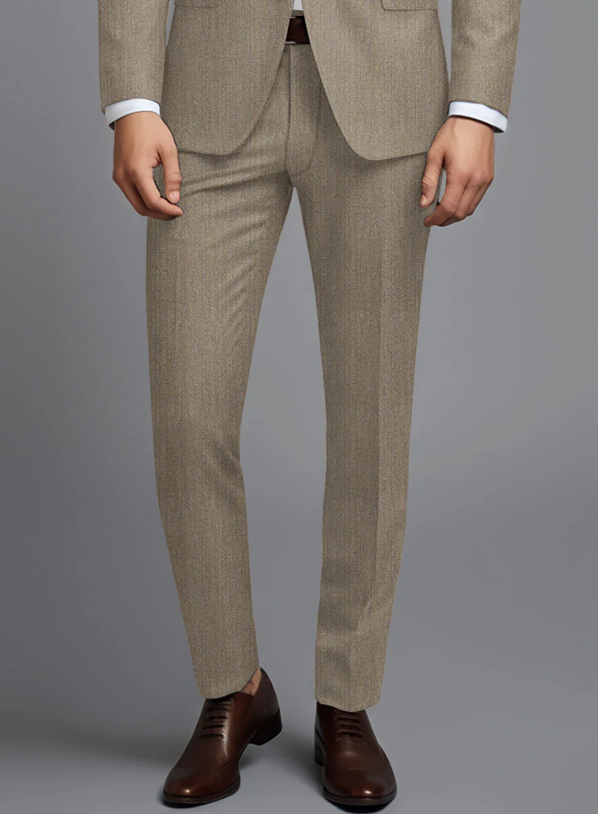 Scabal Crude Brown Wool Pants - Image 2
