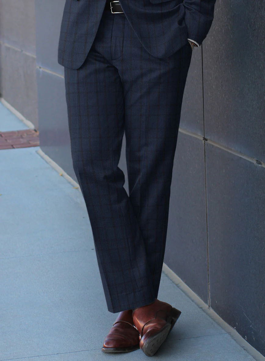 Scabal Damia Glen Blue Wool Pants - Image 2