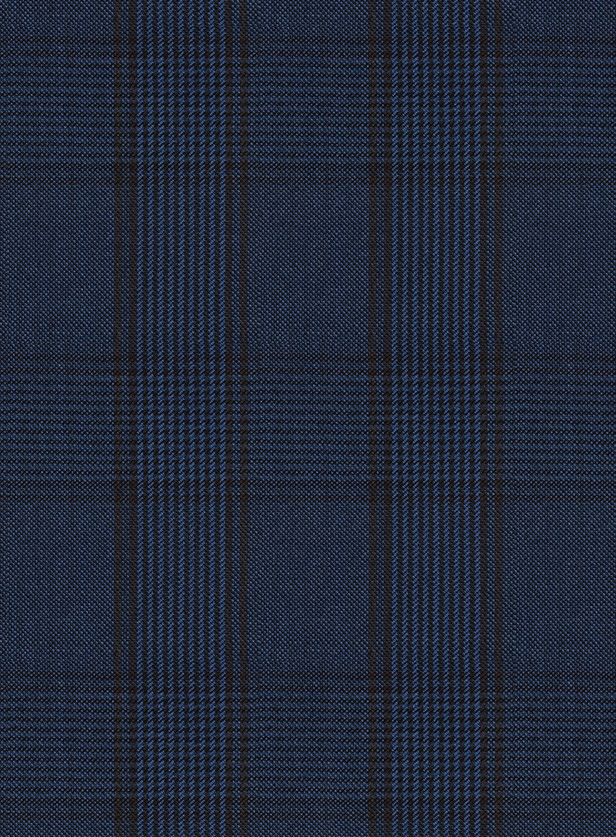 Scabal Damia Glen Blue Wool Pants - Image 3