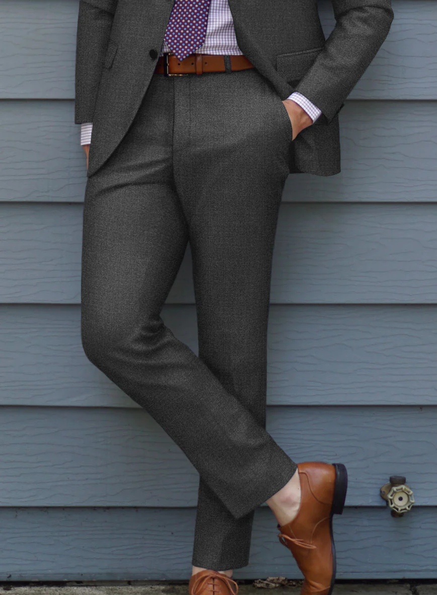 Scabal Dark Charcoal Wool Pants - Image 2