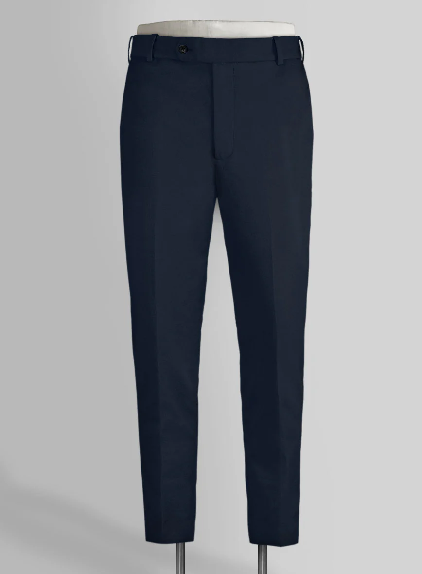 Scabal Dark Navy Cotton Stretch Pants - Image 2