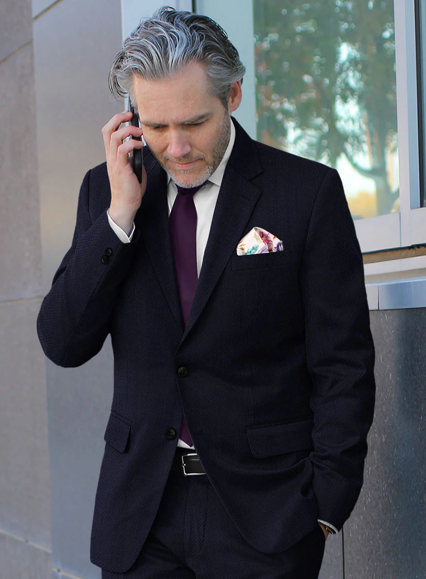 Scabal Dark Navy Waffle Wool Jacket - Image 2