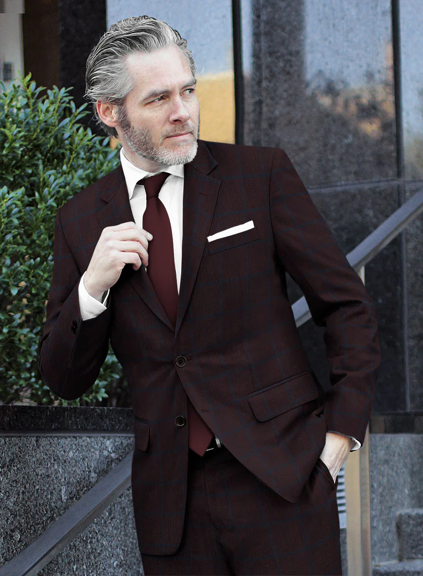 Scabal Dark Sienna Checks Wool Jacket - Image 2