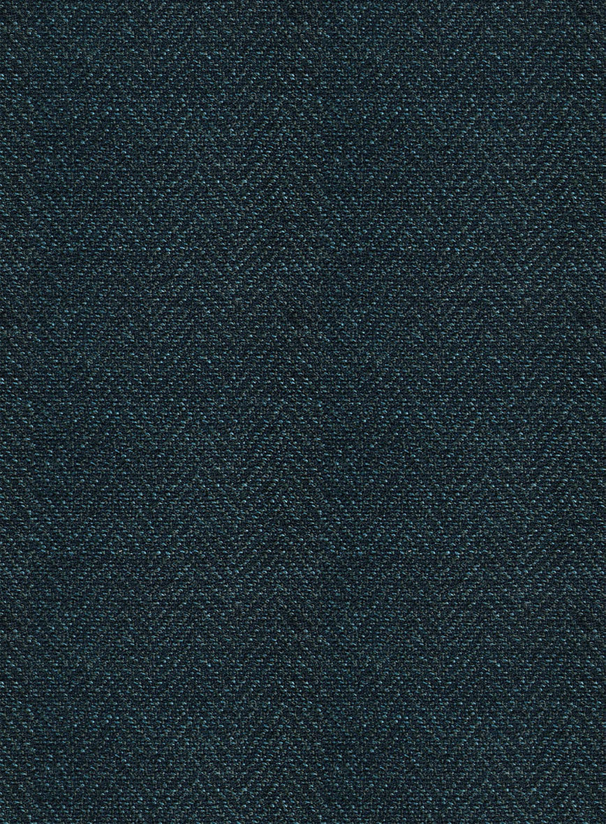 Scabal Dark Teal Herringbone Wool Jacket - Image 4