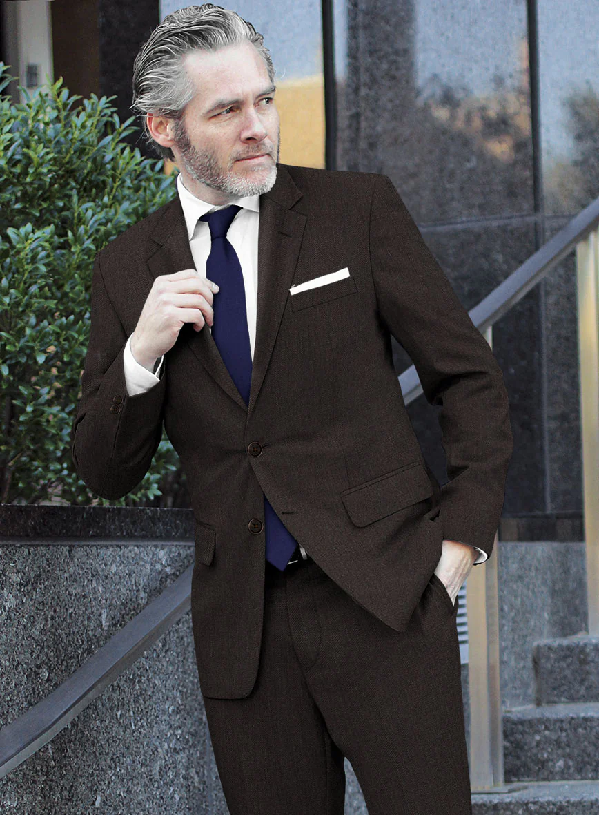 Scabal Erar Herringbone Brown Wool Suit - Image 4