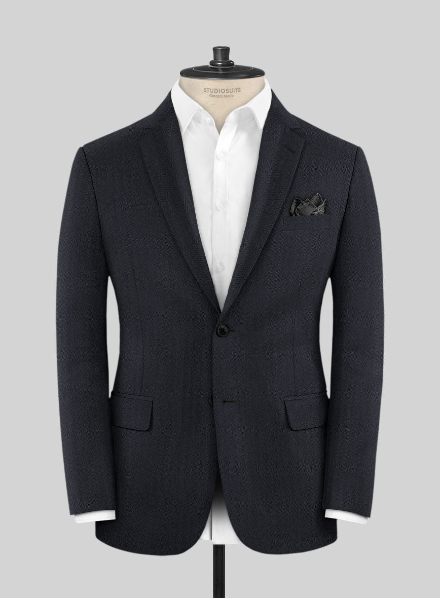Scabal Eziki Herringbone Blue Wool Suit - Image 3