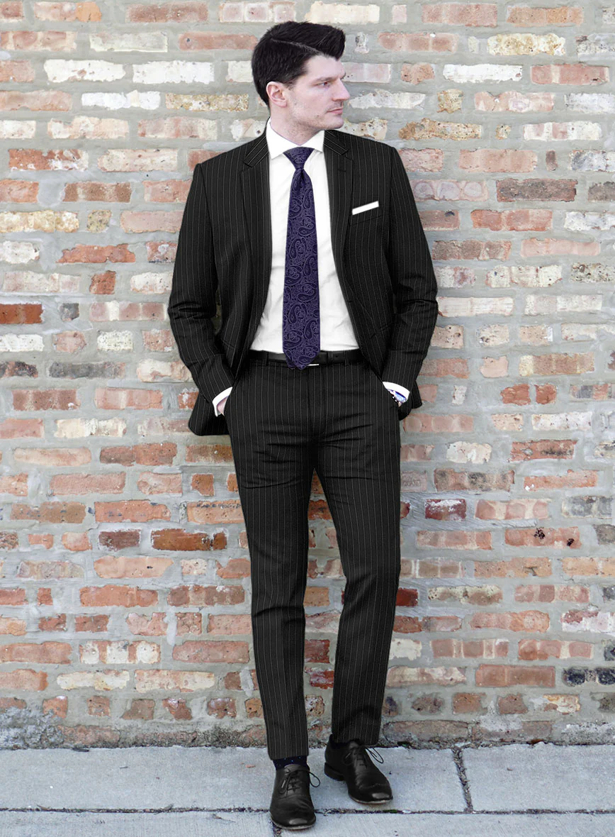 Scabal Feeje Stripe Black Wool Suit - Image 2