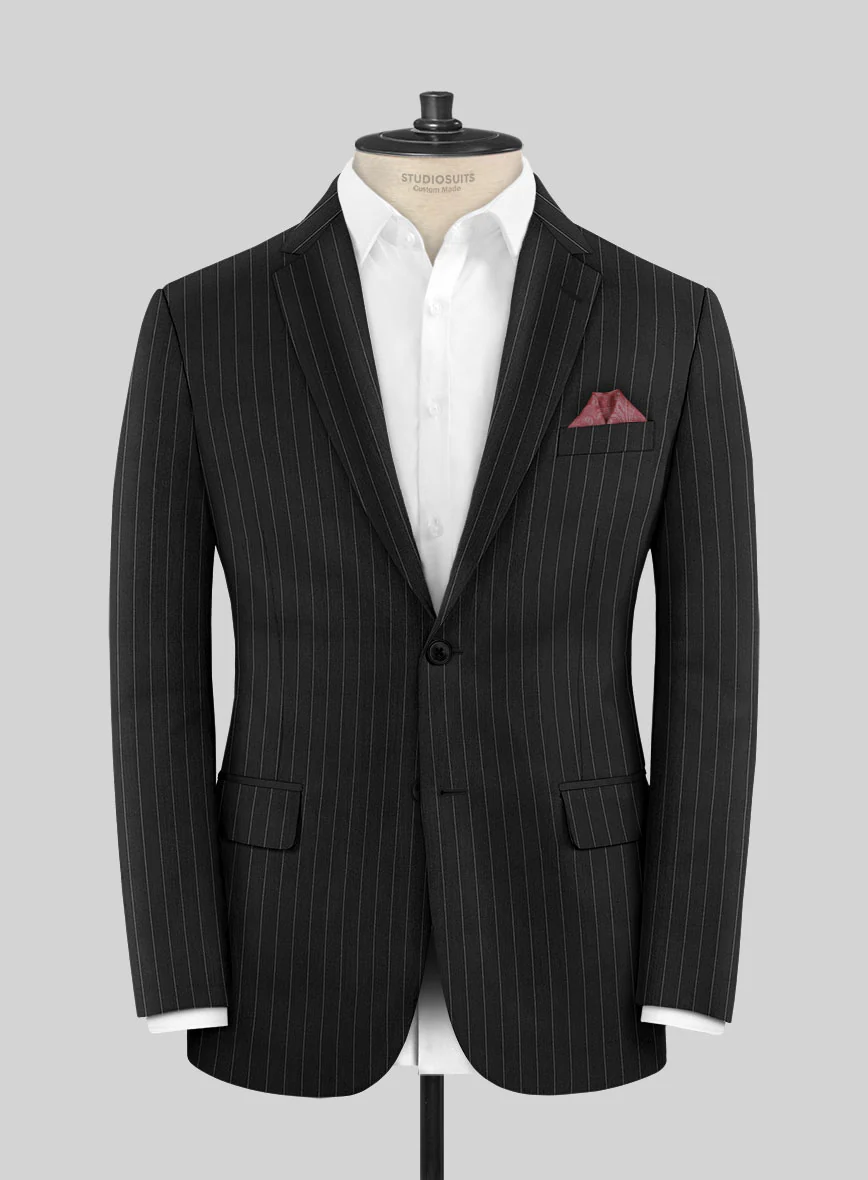 Scabal Feeje Stripe Black Wool Suit - Image 3