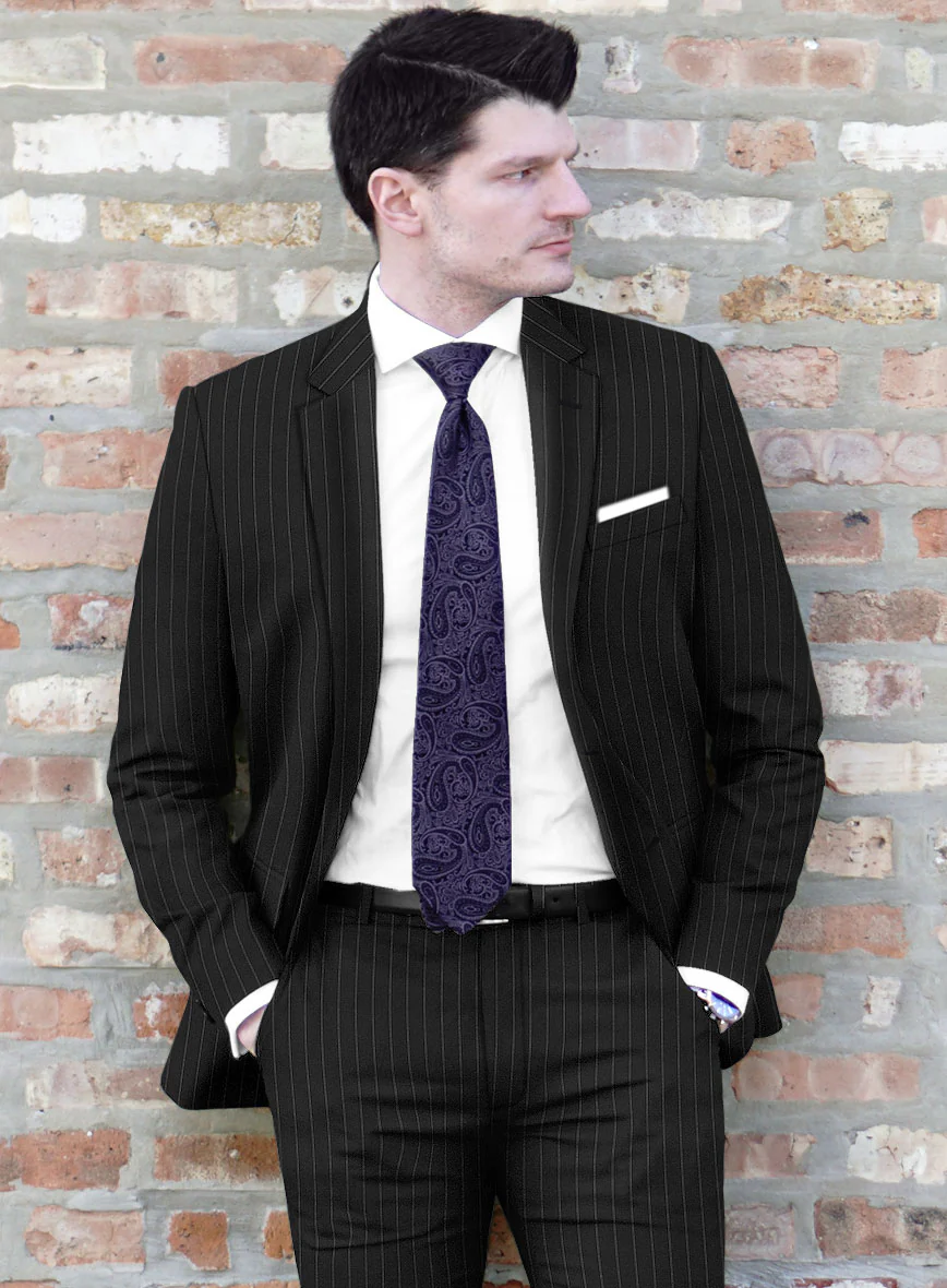 Scabal Feeje Stripe Black Wool Suit - Image 4