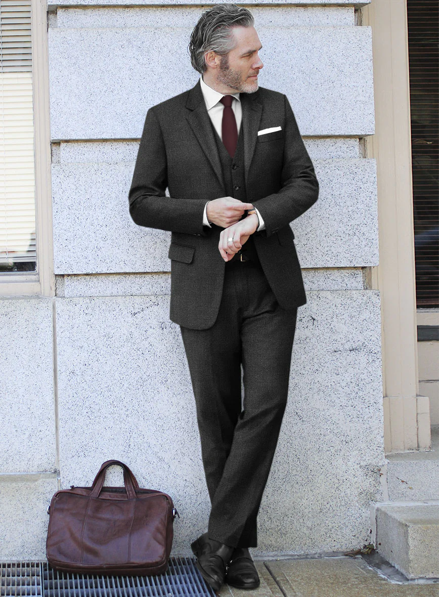 Scabal Gilbe Twill Charcoal Wool Suit - Image 2