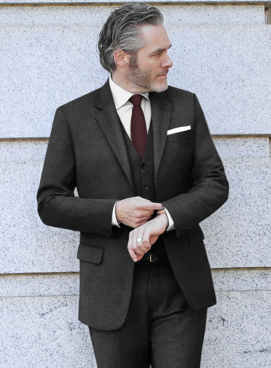 Scabal Gilbe Twill Charcoal Wool Suit - Image 4