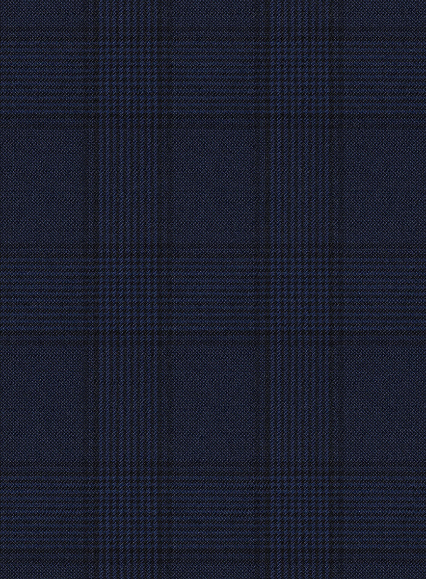 Scabal Gilu Glen Blue Wool Pants - Image 3