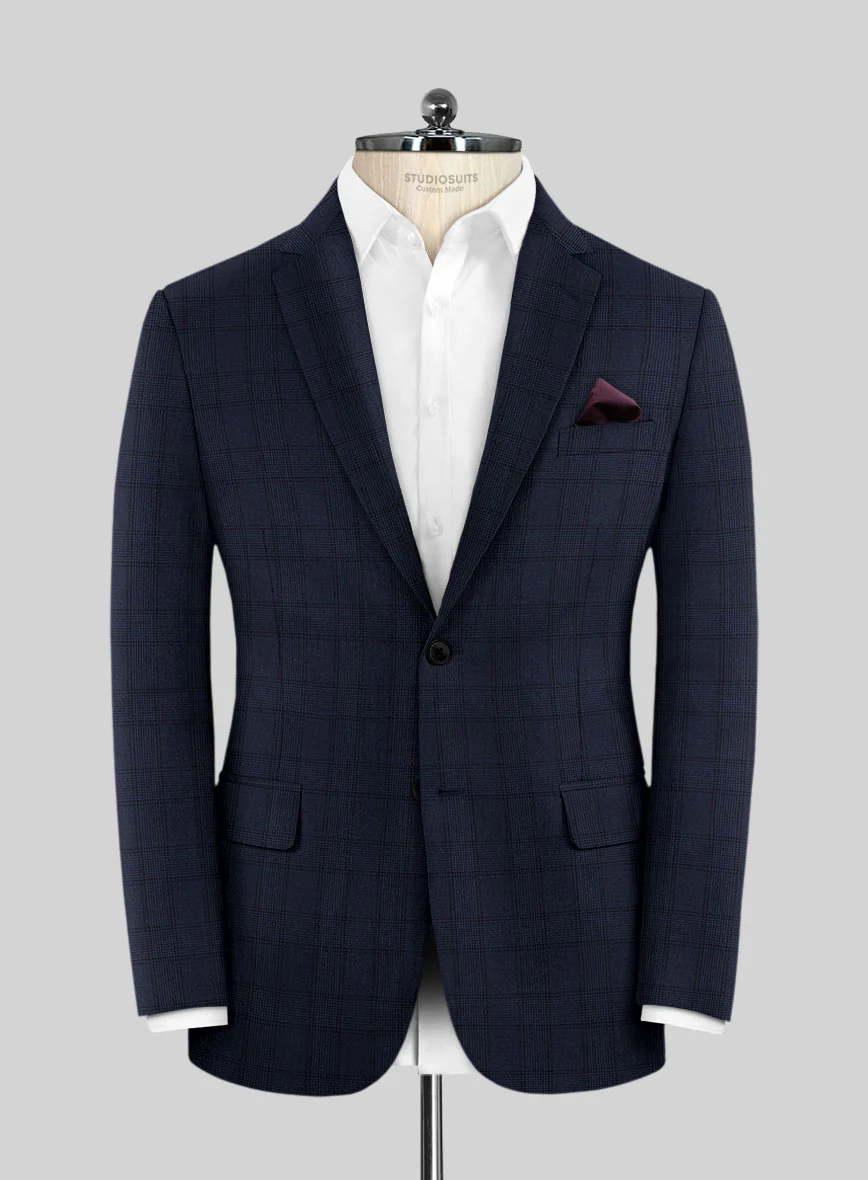 Scabal Gilu Glen Blue Wool Suit - Image 3