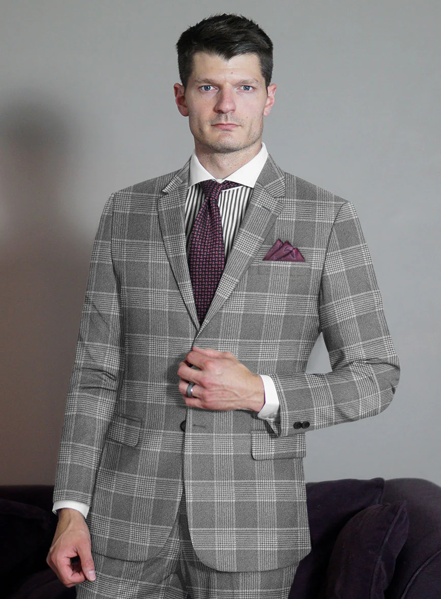 Scabal Gray Checks Wool Jacket - Image 2