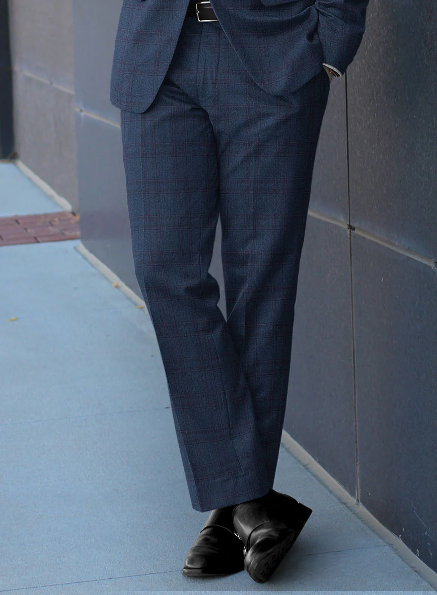 Scabal Gulf Blue Wool Pants - Image 2