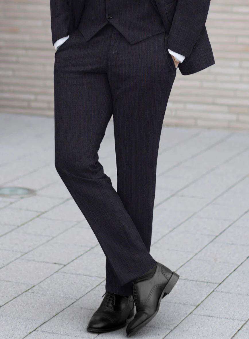 Scabal Hernal Stripe Blue Wool Pants - Image 2