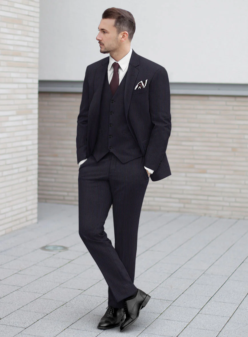 Scabal Hernal Stripe Blue Wool Suit - Image 2