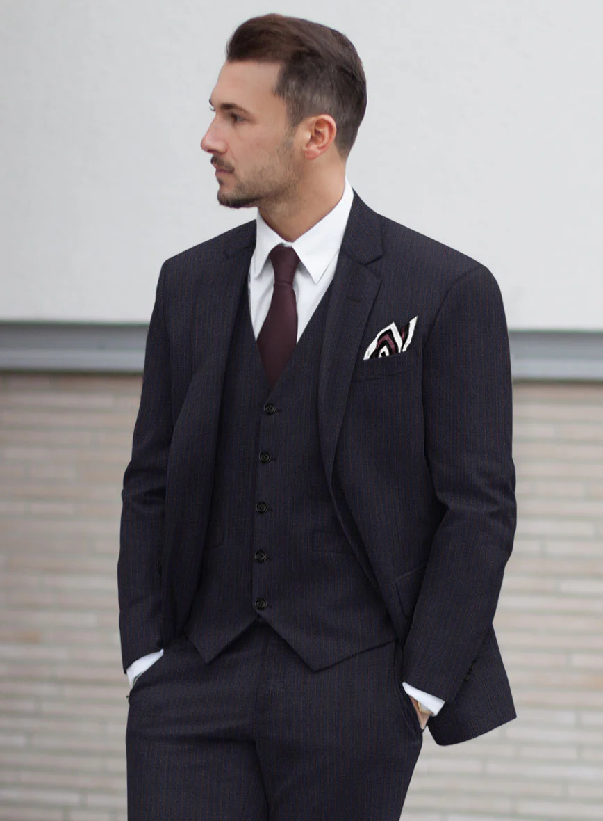 Scabal Hernal Stripe Blue Wool Suit - Image 4