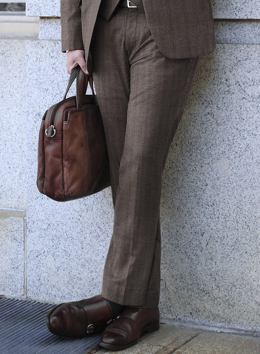 Scabal Mocha Brown Wool Pants - Image 2
