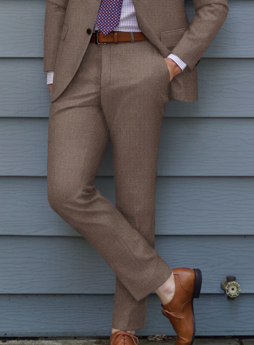 Scabal Walnut Brown Wool Pants - Image 2