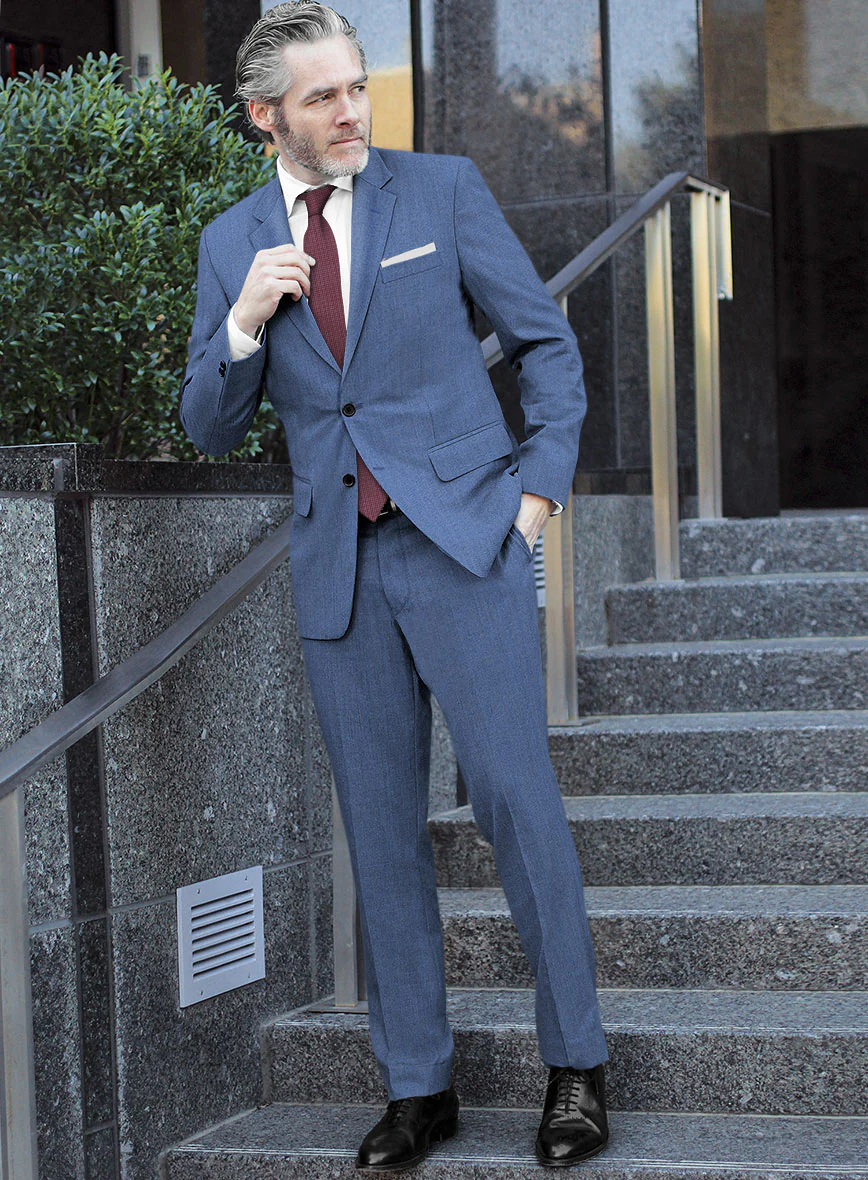 Scabal Imilli Herringbone Blue Wool Suit - Image 2