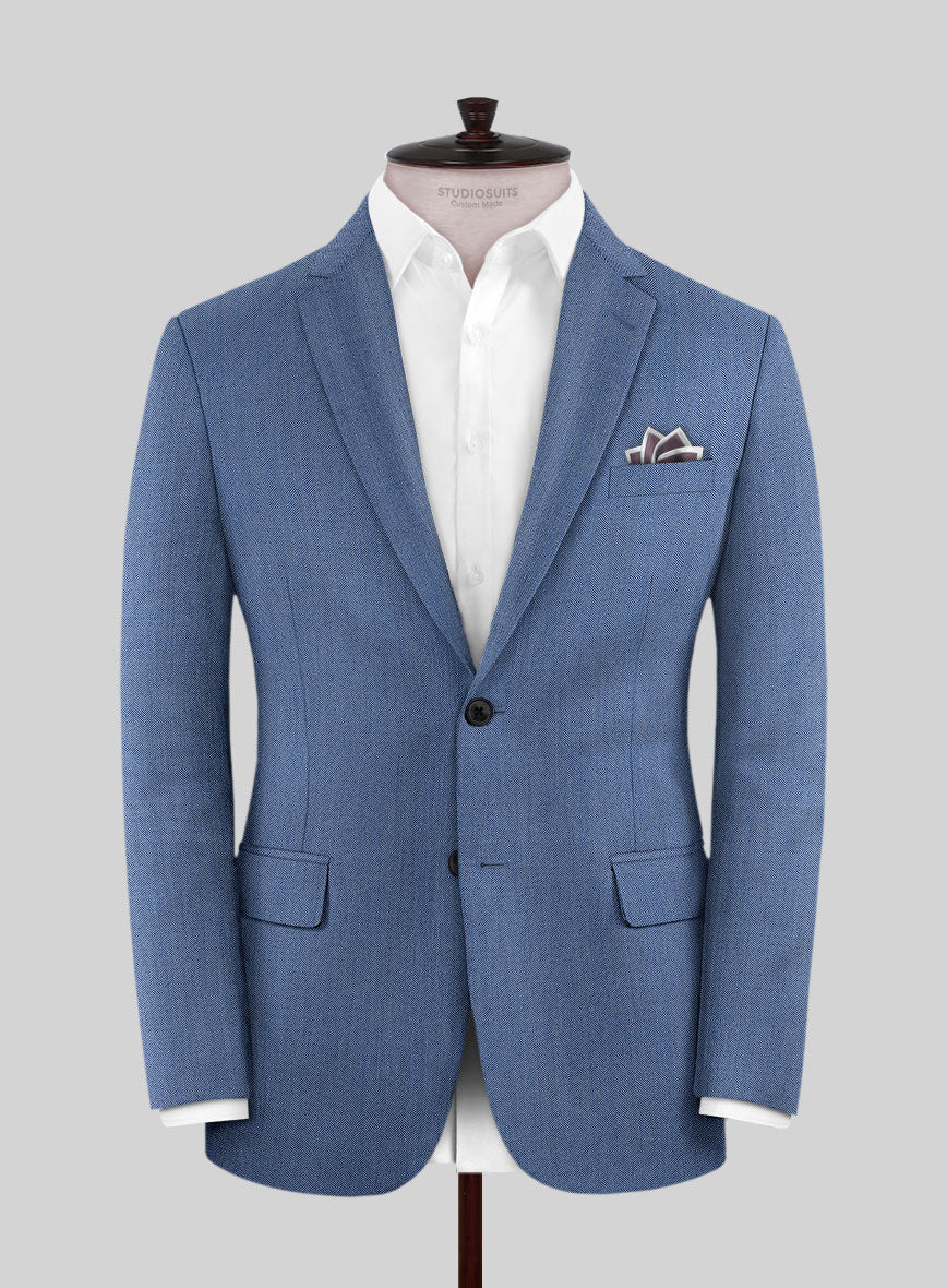 Scabal Imilli Herringbone Blue Wool Suit - Image 3