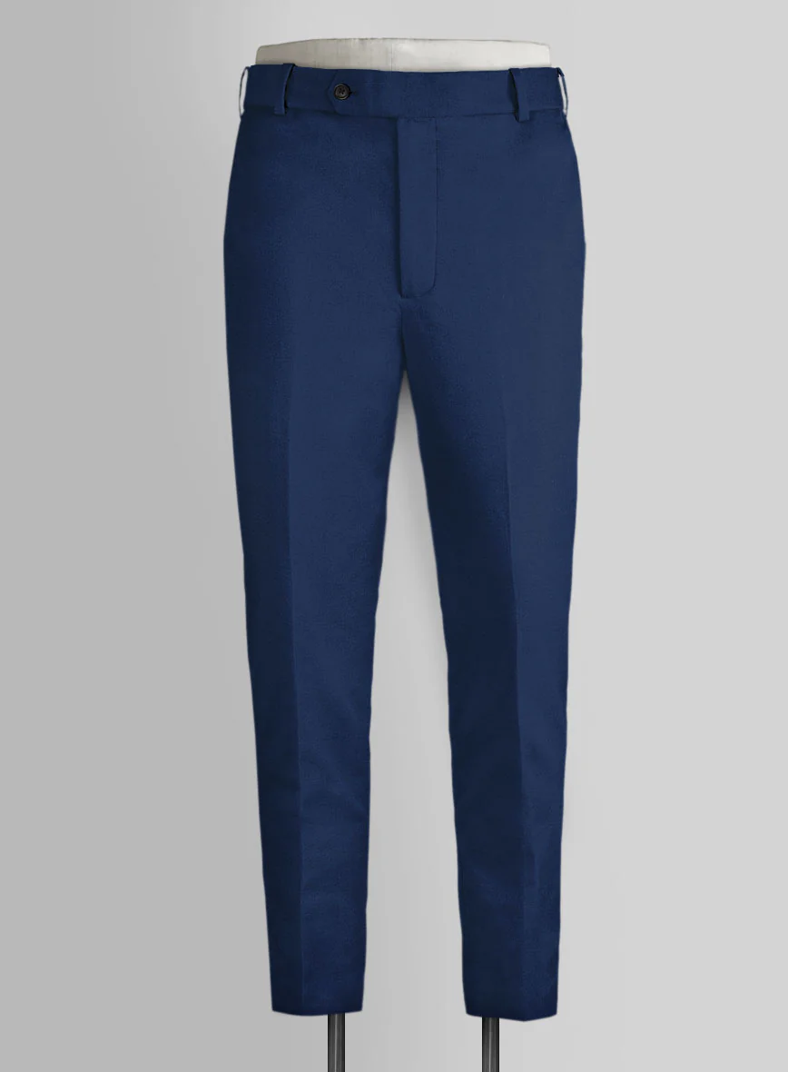 Scabal Indigo Blue Cotton Stretch Pants - Image 2