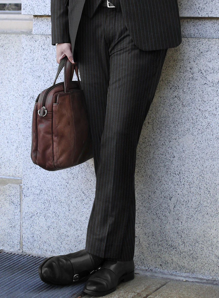 Scabal Jacino Stripe Gray Wool Pants - Image 2