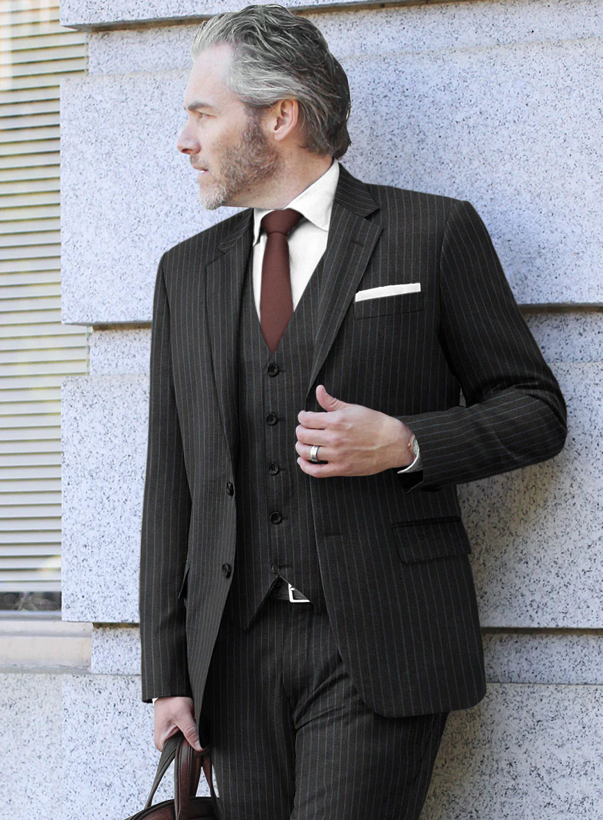 Scabal Jacino Stripe Gray Wool Suit - Image 4